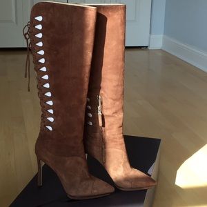 B Brian Atwood brown suede boots